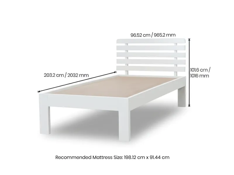Alexa Solid Wood Single Bed in White Finish